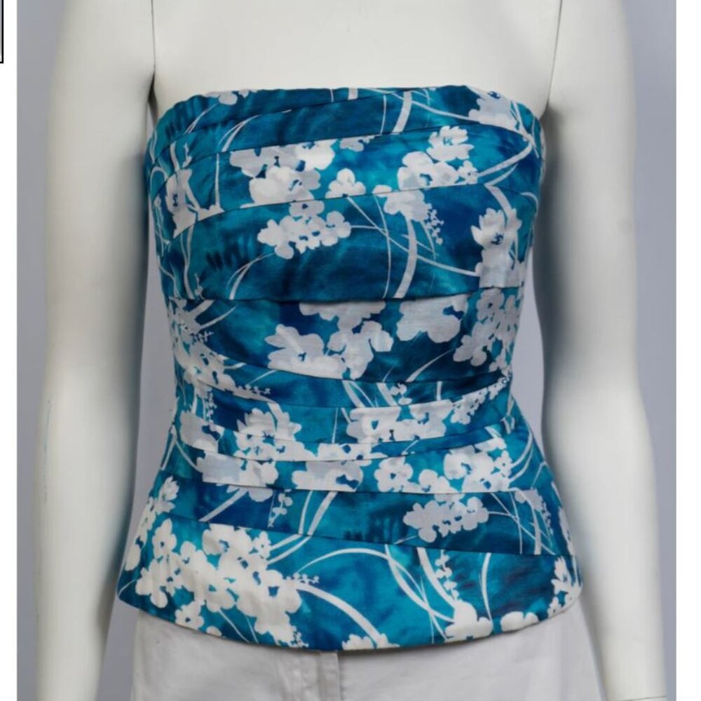 White House Black Market Blue Floral Bustier Top – NWT